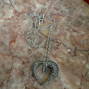 Black marcasite heart necklace